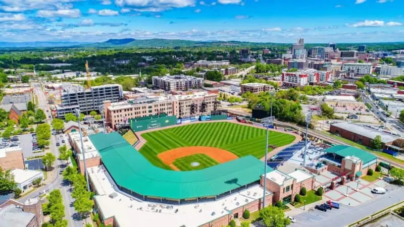 aerial shot of baseball field in greenville