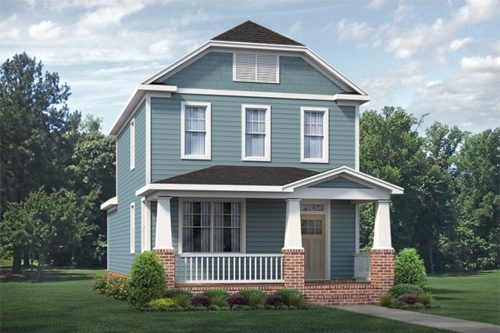 blue cap style home with porch rendering