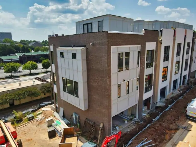 exterior of noma townhomes in construction