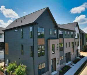 exterior of completed hub townhomes