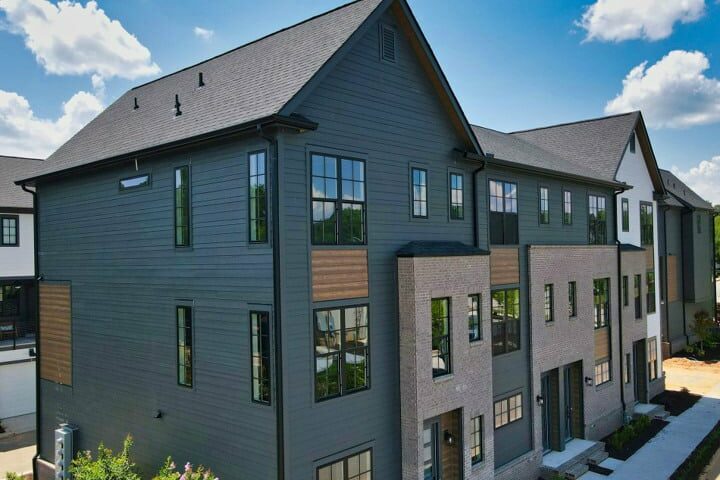 exterior of completed hub townhomes